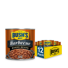 Bush's Best Barbecue Baked Beans can, ready-to-heat for family meals.