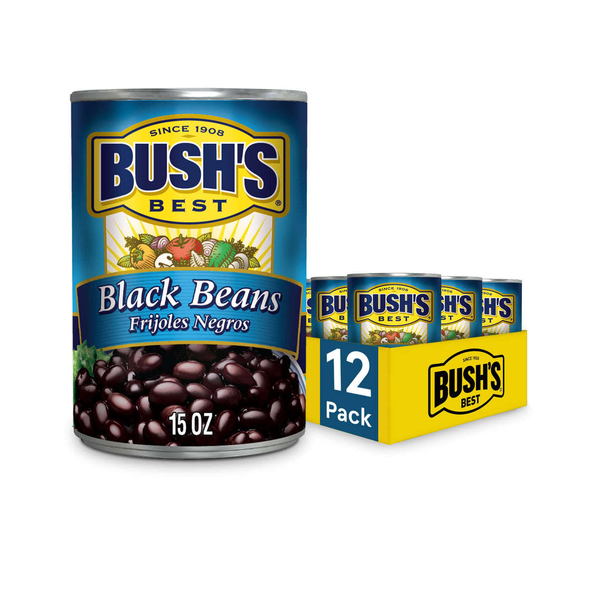 Bush's Best Black Beans show plump beans with glossy skins for creamy texture in soups