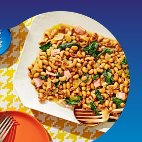 Bush's Best Blackeye Peas being poured into a saucepan for your base.
