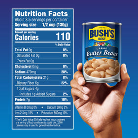 Bush's Best butter beans in a pot showing rich flavor for soups.