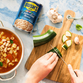 Bush's Best cannellini beans in minestrone for fiber.