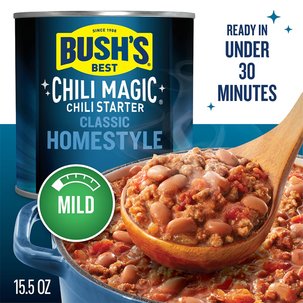 Bush's Best Chili Magic Starter simmer-ready sauce for rich aroma.