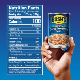Bush's Best Great Northern Beans simmering in a pot, comforting soup.