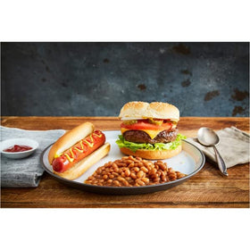 Pantry scene with 8.3 oz Bush's Best Homestyle Baked Beans cans ready to stock