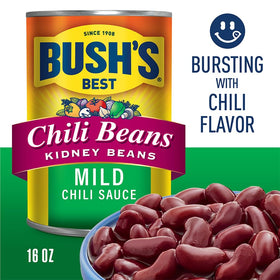 Bush's Best Kidney Mild Chili Beans ingredients with tomato chili and cumin