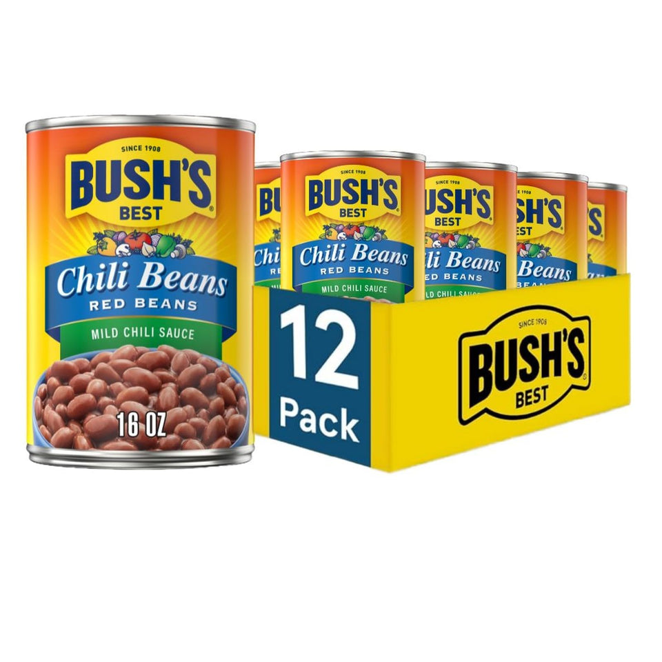 Bush's Best Mild Red Chili Beans package—pantry staple for quick, protein-rich meals.