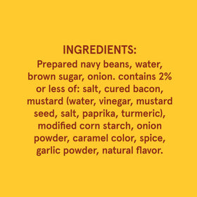 Can pouring Bush's Best Onion Baked Beans shows glossy, hearty texture.