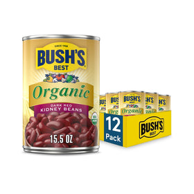 Bush's Best Organic Dark Red Kidney Beans can, convenient protein source for meals