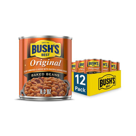 Bush's Best Original Baked Beans can 12-pack for quick, fiber-rich meals