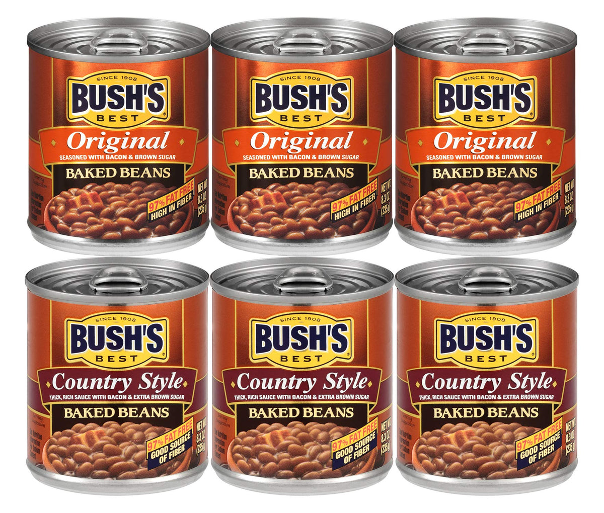 Bush's Best Original Baked Beans can on a pantry shelf, ready for quick family meals.
