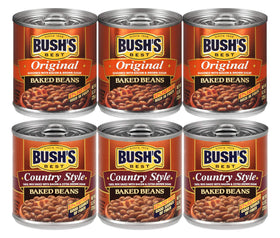 Bush's Best Original Baked Beans can on a pantry shelf, ready for quick family meals.