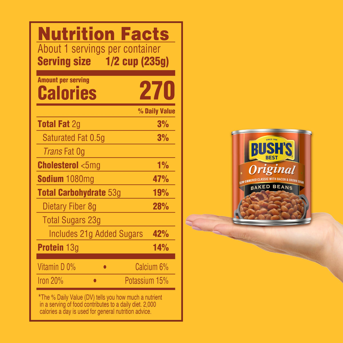 Bush's Best baked beans in serving bowl showcase hearty flavor