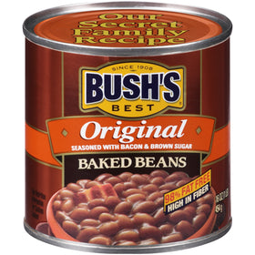 Bush's Best Original Baked Beans spoon serving as a quick side.
