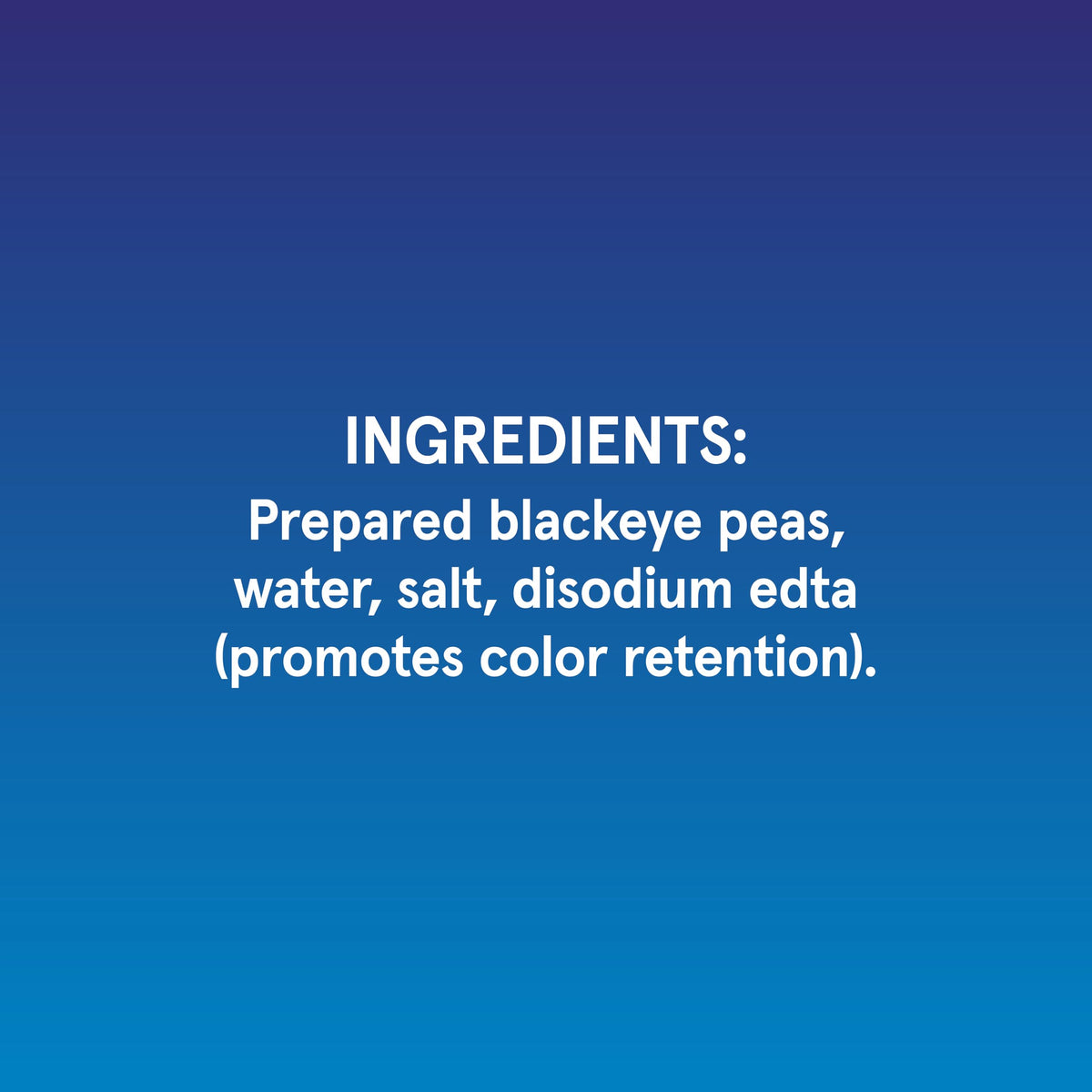 Plant-based protein and fiber profile from Bush's Best Blackeye Peas.
