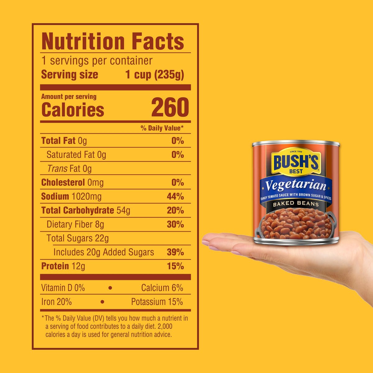 Bush's Best reduced-sodium can highlighting a healthier option