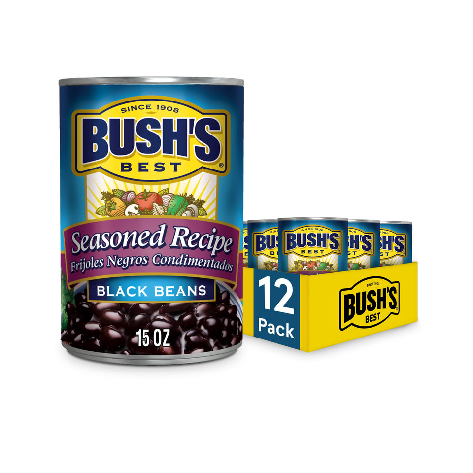 Bush's Best seasoned recipe black beans can (15oz) ready for quick meals