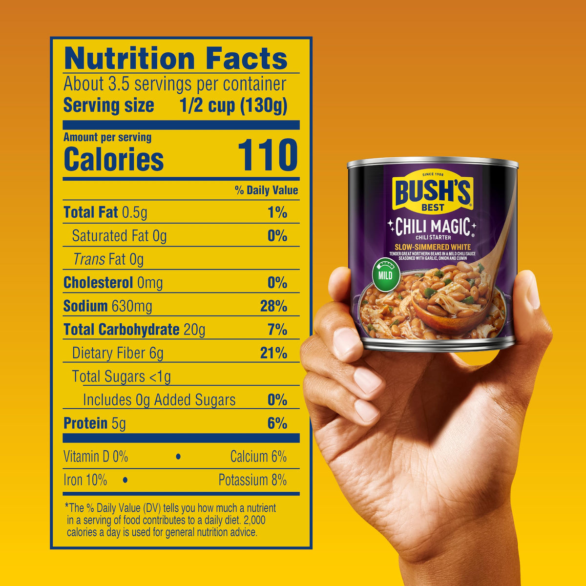 Ingredients like garlic and cumin in Bush's Best White Chili Magic Starter.