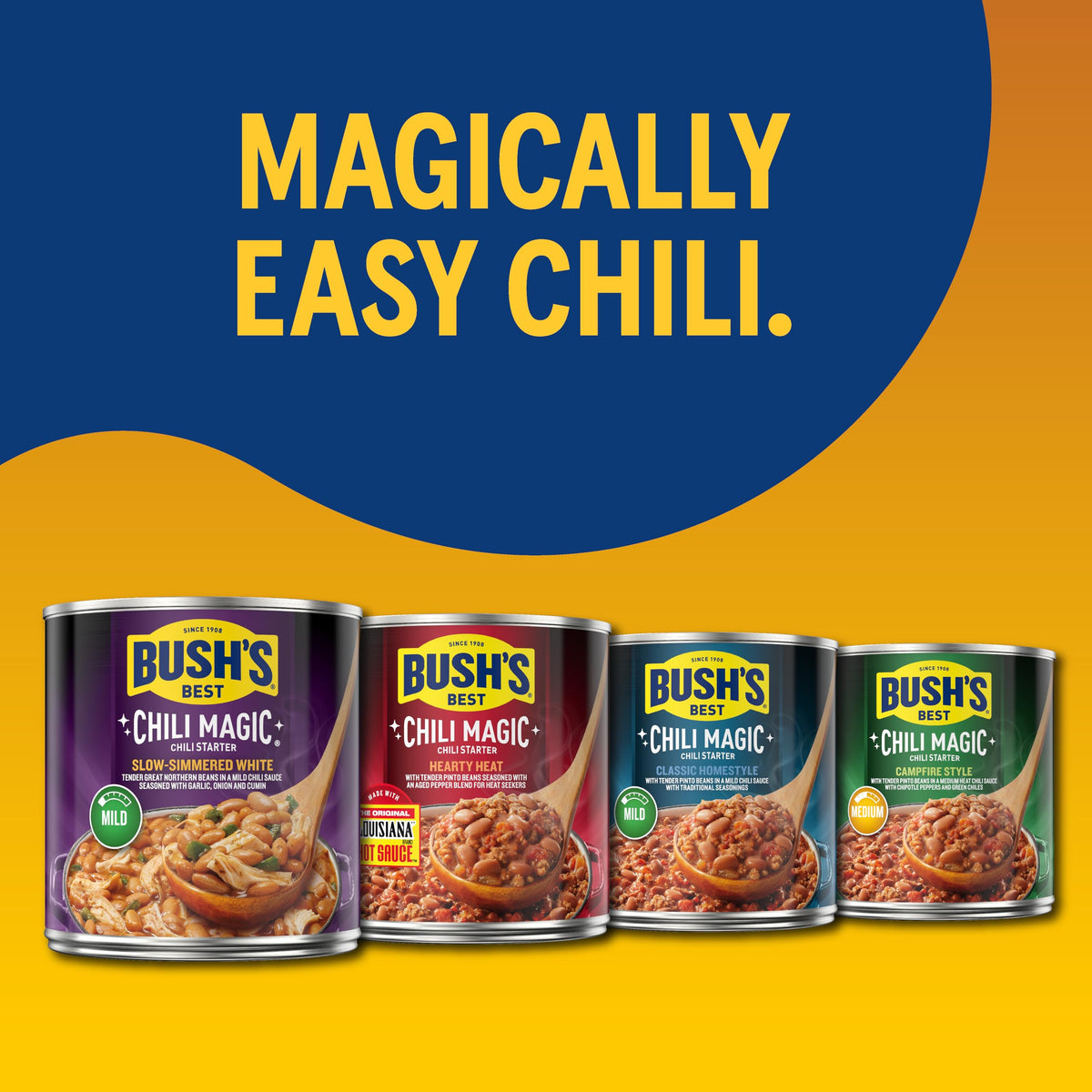 Label shows gluten free and dairy free on Bush's Best White Chili Magic Starter.
