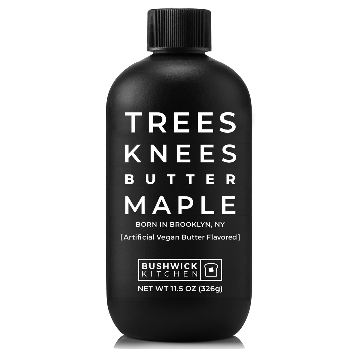 Bushwick Kitchen Trees Knees Butter Maple Syrup bottle ready for pancake drizzle
