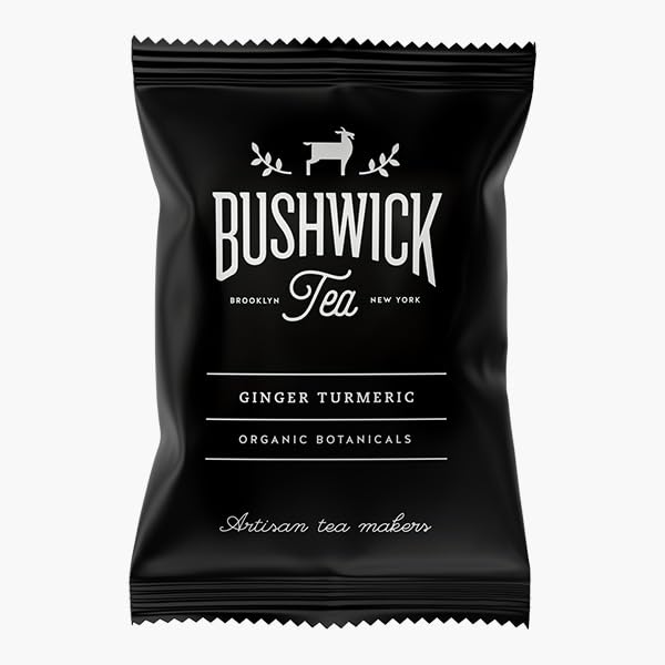 Bushwick Tea ginger turmeric sachet close-up shows natural ingredients for a soothing herbal ritual.