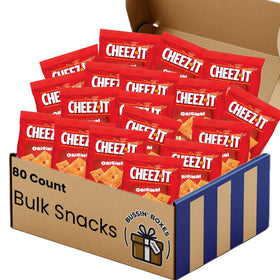 Bussin Boxes Cheez-It Original crackers 80-pack in portable 1.5 oz pouches for on-the-go snacking.