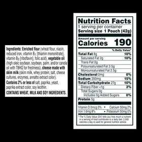 Close-up of Cheez-It Original crackers in 1.5 ounce pouches, perfect for school lunches.