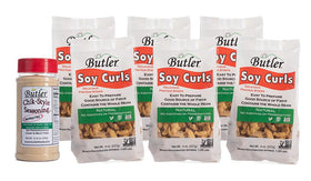 Butler Soy Curls 6-pack packaging ready for plant-based meals.