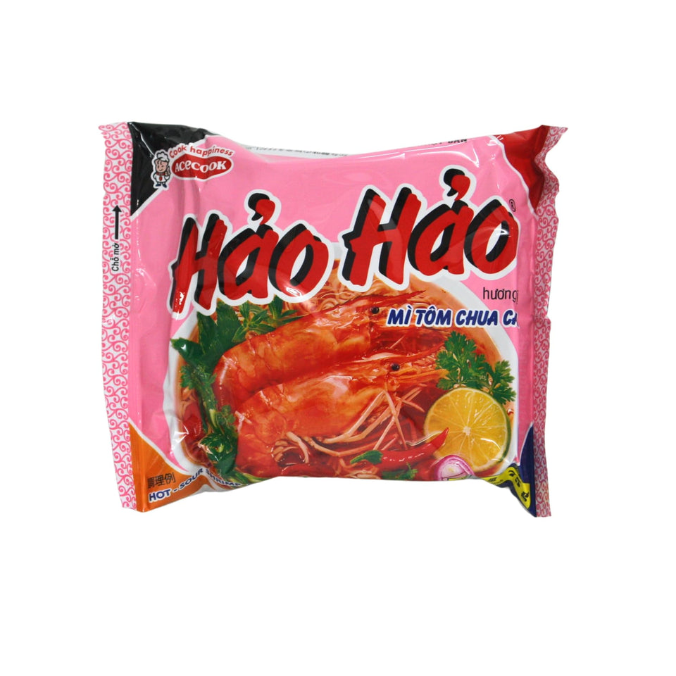 BUTO Acecook Hao Hao spicy shrimp noodles pack front bulk 30-pack for quick meals