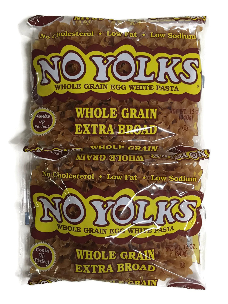 BUTO No Yolks Whole Grain Extra Broad Noodles in a two-bag set, ready for meal prep