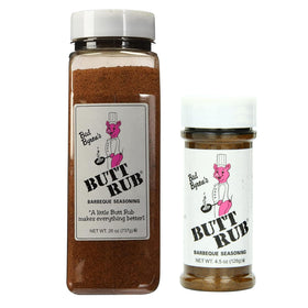 Bad Byron’s Butt Rub shaker bottle front label for easy, ready-to-use seasoning on meats