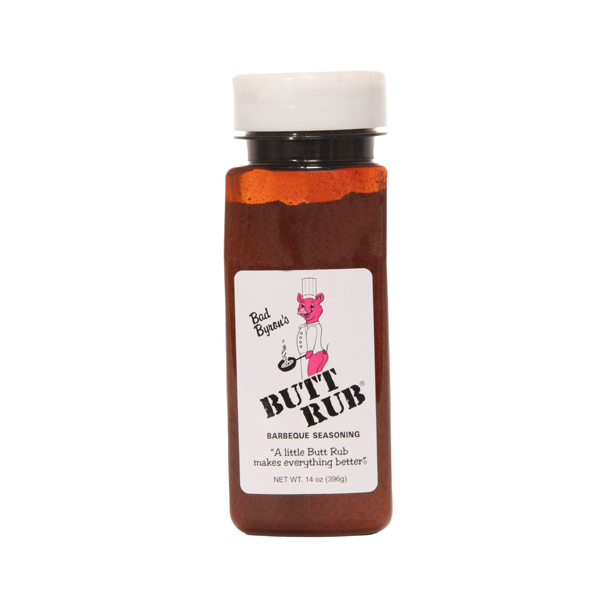 Butt Rub jar front view highlighting the versatile seasoning for pork, chicken, and beef.