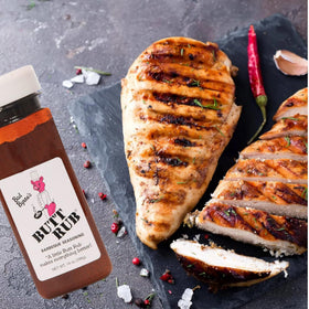 Butt Rub on rotisserie chicken demonstrates versatile all-purpose rub for poultry.