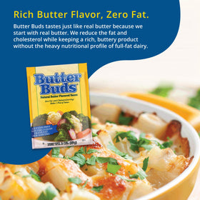 Butter Buds sauce mix being poured into a pot for easy preparation