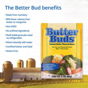 Butter Buds served with mashed potatoes highlighting low-calorie butter flavor