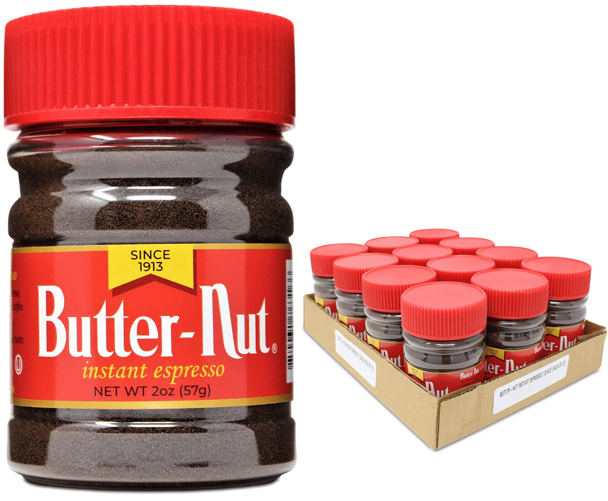 Butter-Nut instant espresso latte assembly with milk for café-style drink