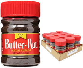 Butter-Nut instant espresso latte assembly with milk for café-style drink