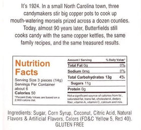 Gluten-free and dairy-free label on Butterfields Peach Buds package.