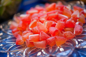 Butterfields old-fashioned recipe close-up—gem-like shapes from copper kettle.