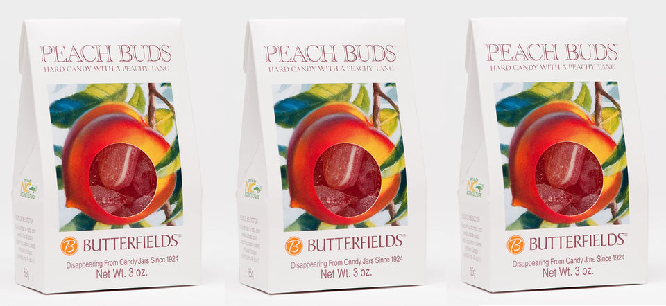 Butterfields Peach Buds display jar ready for gifting or sharing.