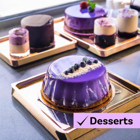 UBE extract in batter for vibrant purple bake results.