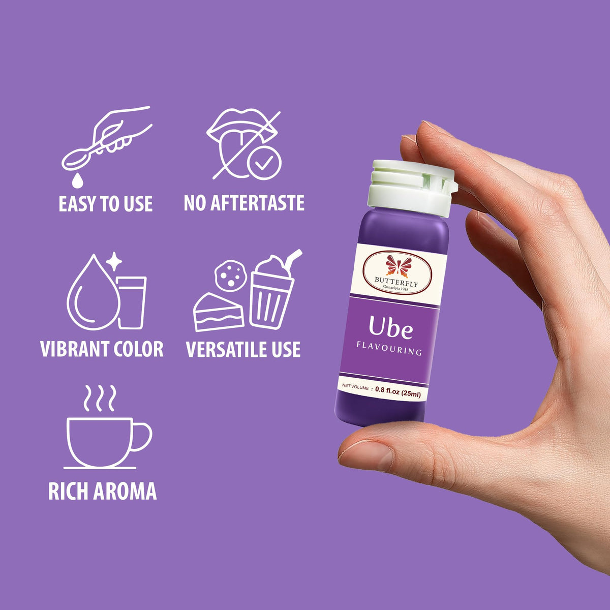 Butterfly Gunacipta 1948 Ube paste used in halo-halo for depth and aroma.