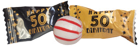 Buttermints 50th birthday peppermint balls, individually wrapped for easy sharing.