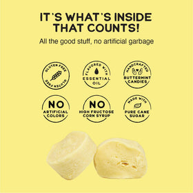 Buttermints melt-in-mouth experience with subtle buttery notes.