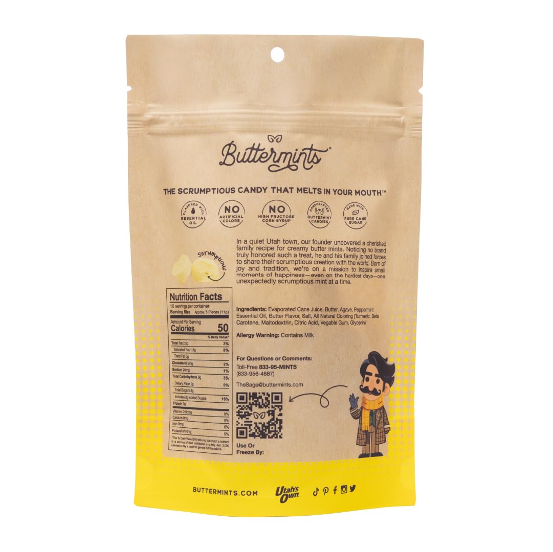 Buttermints Original close-up reveals creamy texture and smooth butter flavor.