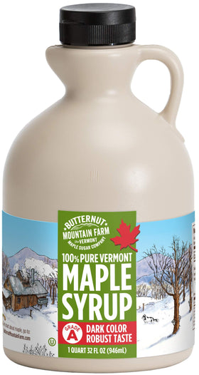 Butternut Mountain Farm Pure Vermont Maple Syrup bottle pour for precise, mess-free serving