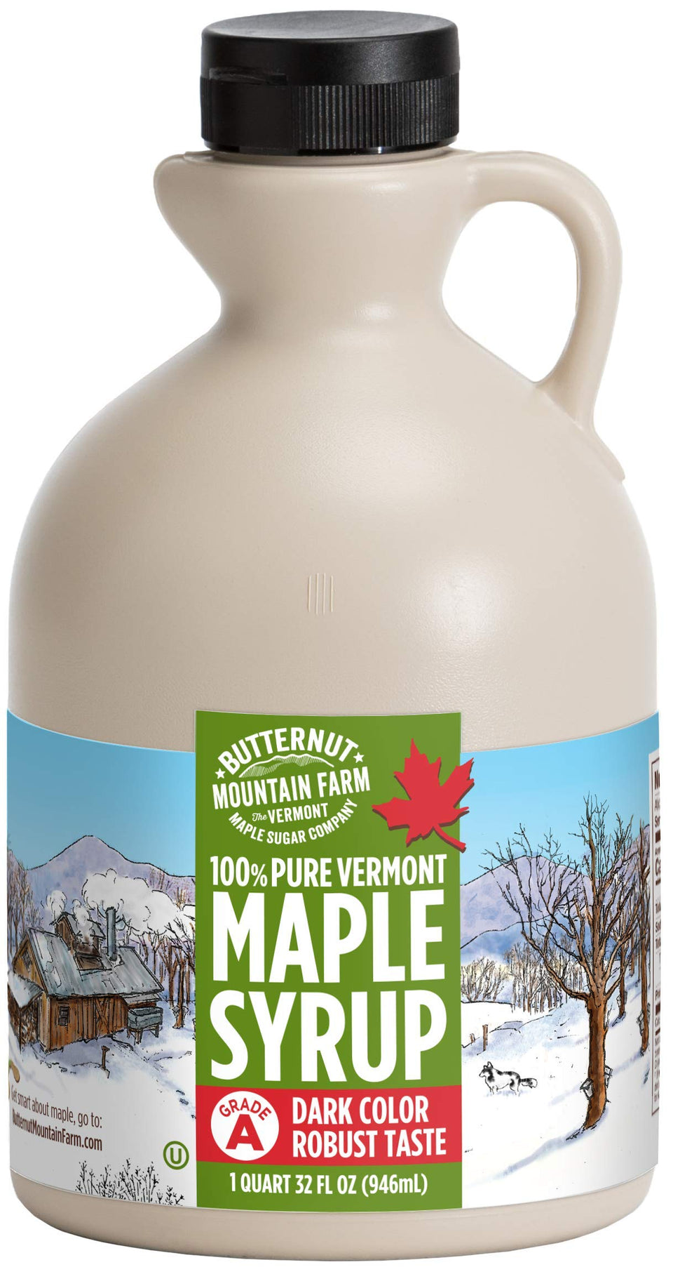 Butternut Mountain Farm Pure Vermont Maple Syrup bottle pour for precise, mess-free serving