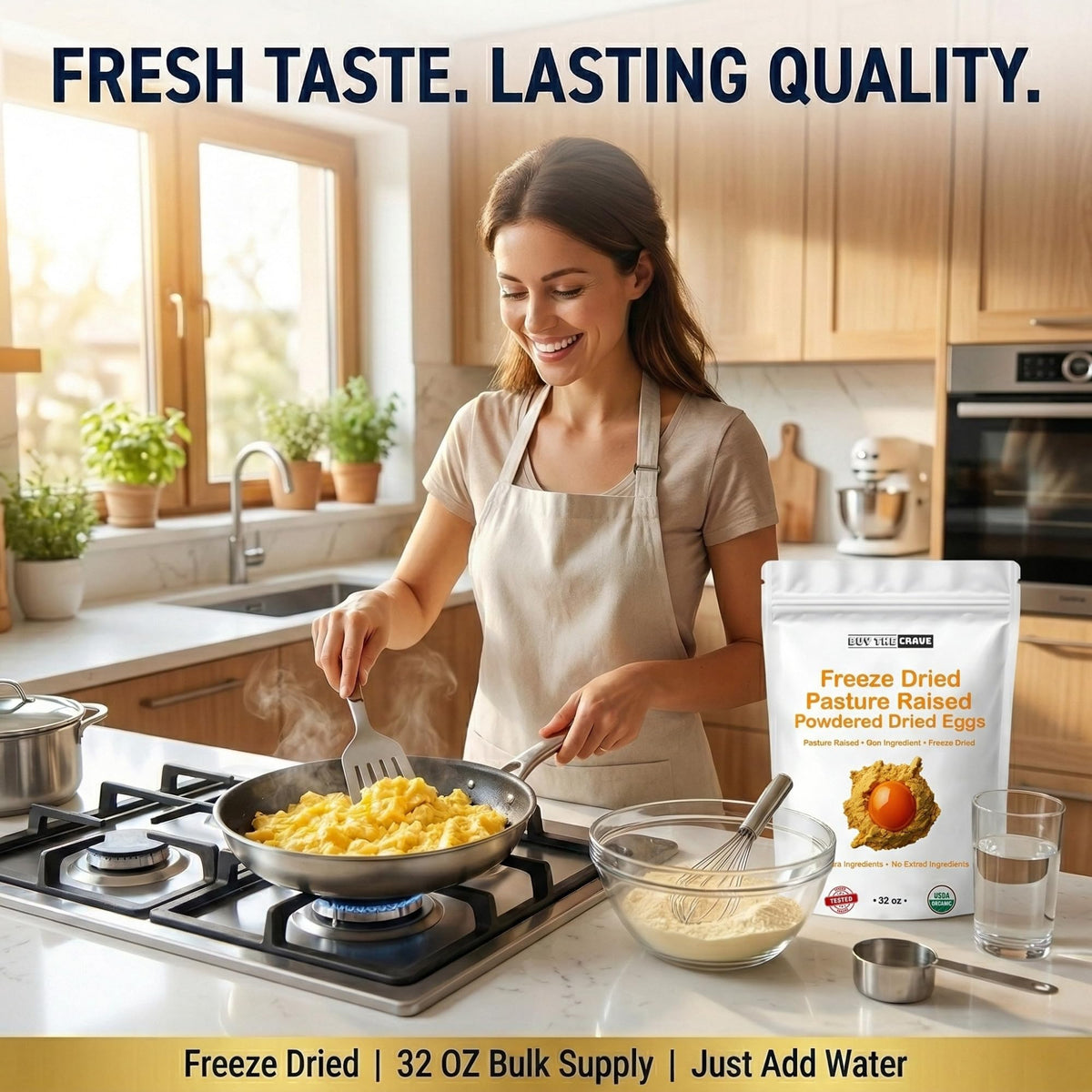 BUY THE CRAVE camping eggs powder supports quick breakfasts on outdoor trips.