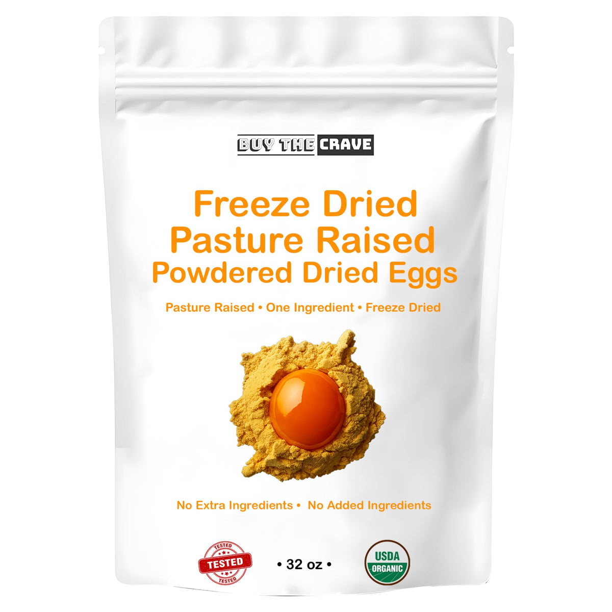 BUY THE CRAVE freeze dried eggs in a bag for long-term storage and quick meals.