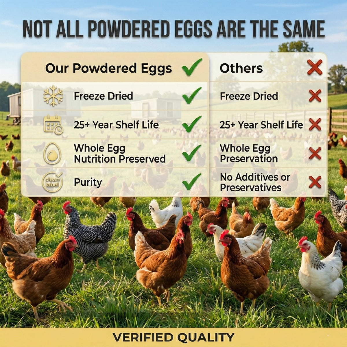 BUY THE CRAVE long-shelf-life eggs ensure dependable supply during emergencies.