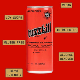 Buzzkill Wines California dry red bottle conveys premium craft and guilt-free sipping.